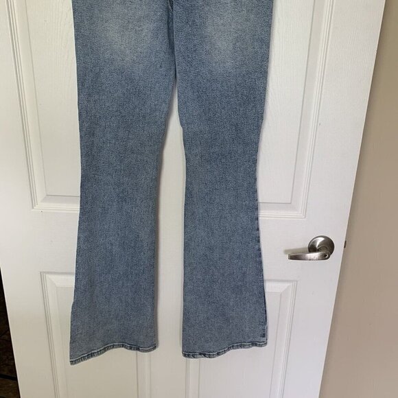 Maurices Flare Denim Flex High Rise Blue Jeans Size 10 XLong Distressed NWT - Picture 5 of 11